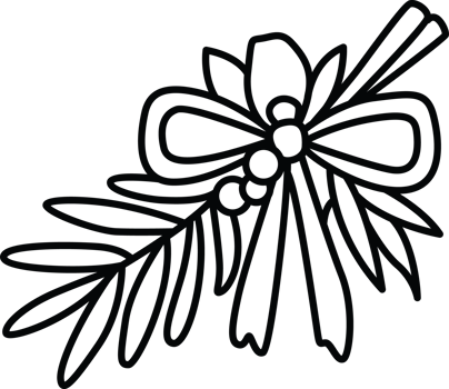 Festive Botanical Bunch with Bow and Pine png