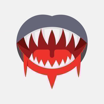 Monster Mouth Teeth And Blood Flat vector