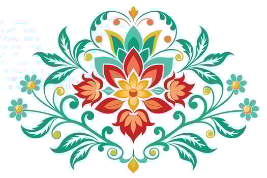 Ornate floral design in rich colors, perfect for textile patterns. vector