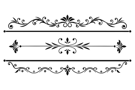 Elegant Black and White Flourishes Three Decorative Dividers for Vintage Design Projects, Adding a Classic and Refined Touch vector