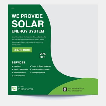 Solar Energy Post Template for Green Marketing vector