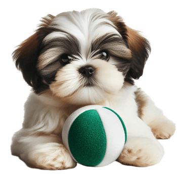 Cute Puppy with Green Ball png