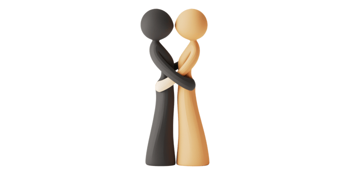 Abstract figures of two people embracing isolated on transparent background png