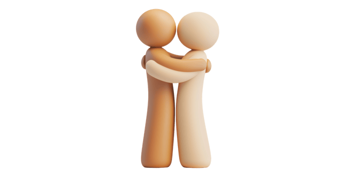 Two figurines embracing each other isolated on transparent background png
