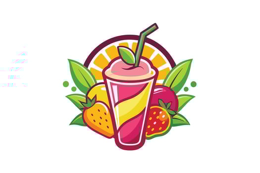 Colorful smoothie logo design featuring fresh fruit. vector
