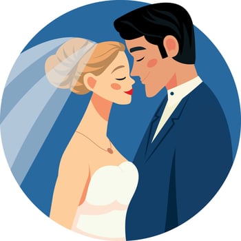 A flat style illustration of a wedding couple vector