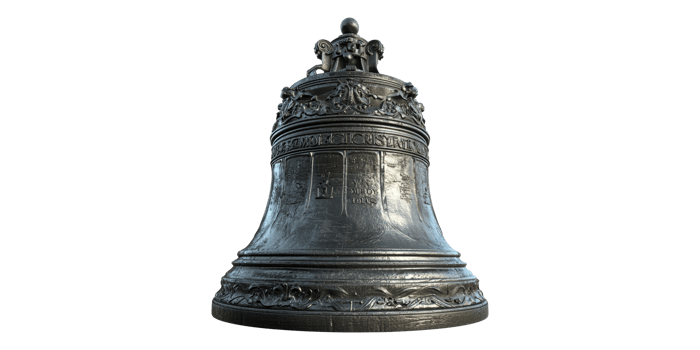 Antique bronze bell with ornate details isolated on transparent background png