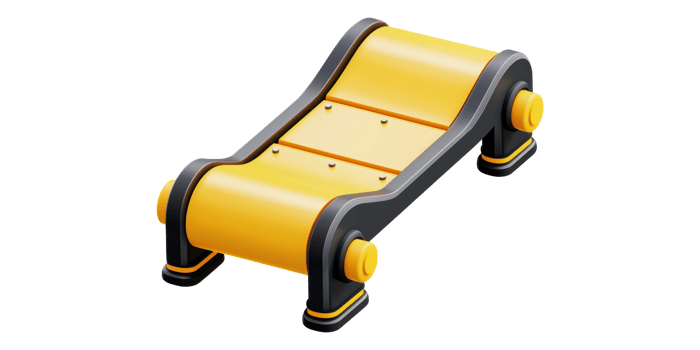 Yellow Conveyor Roller Section Isolated on Transparent Background png