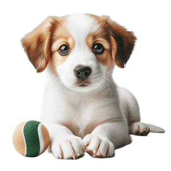 Cute Puppy Playing with Ball png