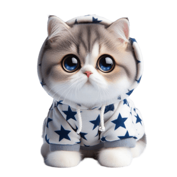 Baby Cat in Blue Star Hoodie png