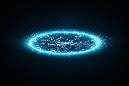 Electric Blue Energy Portal with stunning Lightning Effects, a captivating visual experience for viewers vector