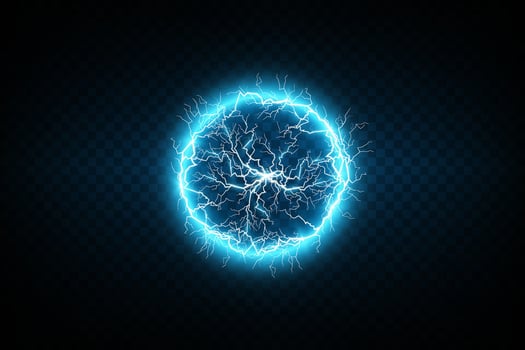 A stunning Electric Blue Plasma Sphere that showcases mesmerizing Lightning Effects in its vibrant atmosphere vector