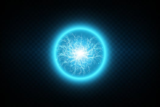A mesmerizing Radiant Blue Energy Sphere surrounded by Electric Sparks creating a vibrant, captivating scene vector