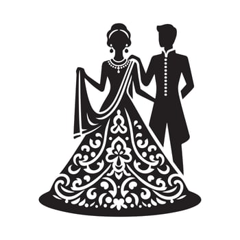 female lehenga silhouette vector