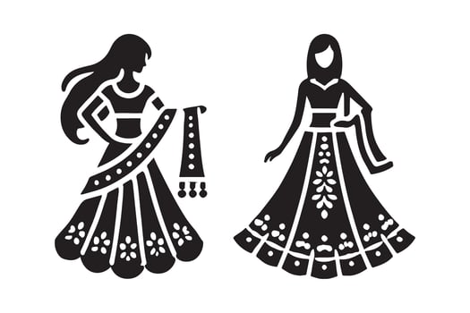 lehenga silhouette illustration vector