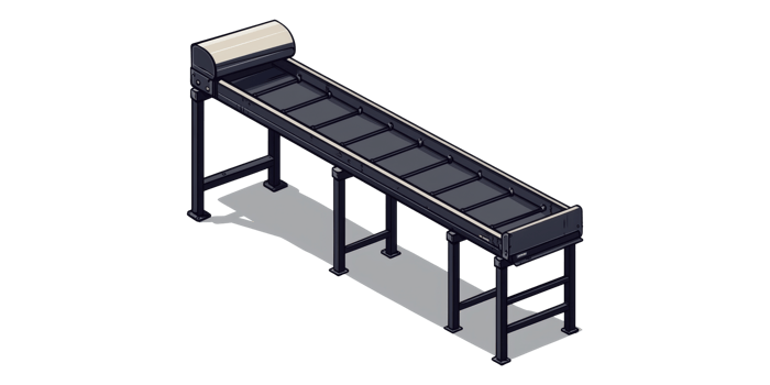 Industrial conveyor belt machine isolated on transparent background png