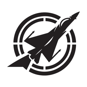 fighter jet flat silhouette vector
