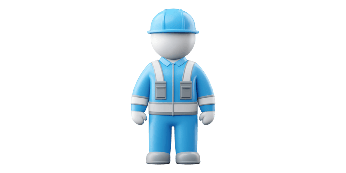 Construction worker icon in blue uniform isolated on transparent background png