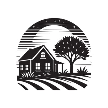 sunset house graphic logo design vector