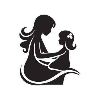 logo mom and daughter silhouette vector