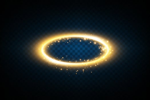 An Elegant Golden Halo adorned with Sparkles set against a Dark Background that enhances its beauty and allure vector