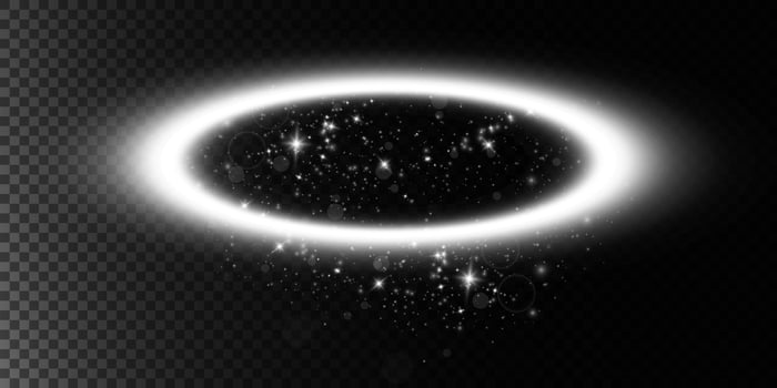 A Beautiful and Glowing Circular Halo Featuring Sparkles and Stars Set against a Transparent Background vector
