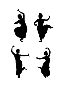 traditional indian dance silhouette vector