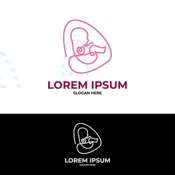 pregnant mother and fetus logo design vector