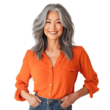 Smiling Elderly Woman in Blouse Isolated on Transparent Background png