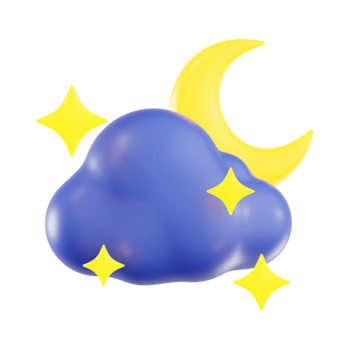 Nighttime Blue Cloud with Moon png
