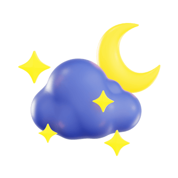 Starry Blue Cloud with Crescent Moon png