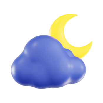 Crescent Moon and Blue Cloud in the Night png