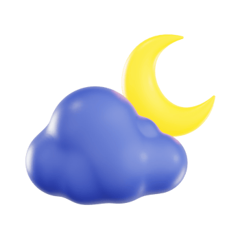 Calm Night with Crescent Moon and Blue Cloud png