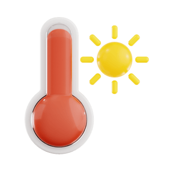 Hot Thermometer with Sun Icon png