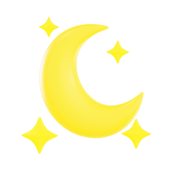 Yellow Crescent Moon with Shining Stars png