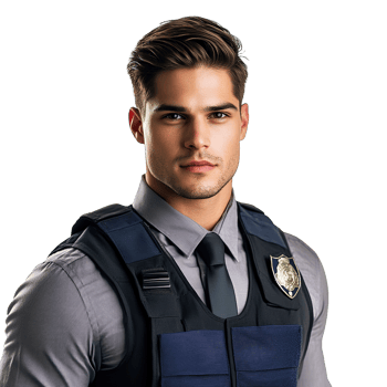Confident Police Officer in Uniform Standing Isolated on Transparent Background png