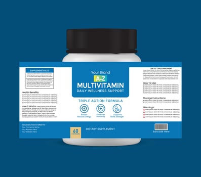 Multivitamin Supplement Bottle Label Template vector