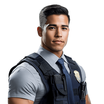 Handsome Police Officer or Security Worker in Uniform Isolated at Transparent Background png