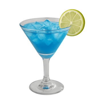 Refreshing blue cocktail with transparent background tropical vibe bar setting close-up view summer concept png