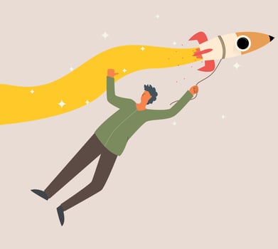 fly with imagination concept, go beyond you can do, big dream concept. flat illustration vector