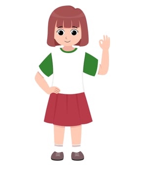 Little girl shows OK sign approval gesture thumbs up concept illustration vector