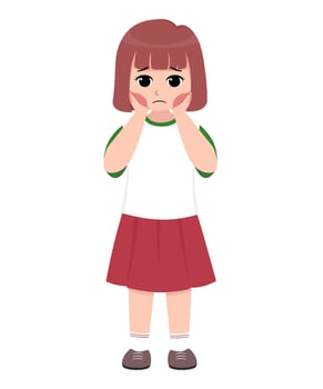 Illustration of a girl with a toothache holding her cheek vector