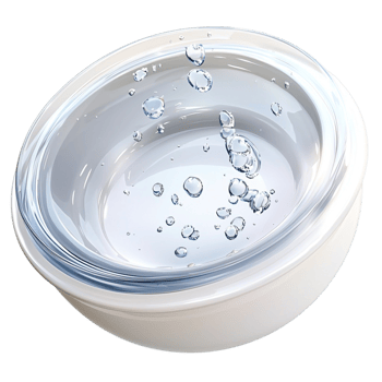 White bowl water splash and blue reflections, pristine white bowl splashes of water creating dynamic movement, and soft blue reflections dancing across the surface. png