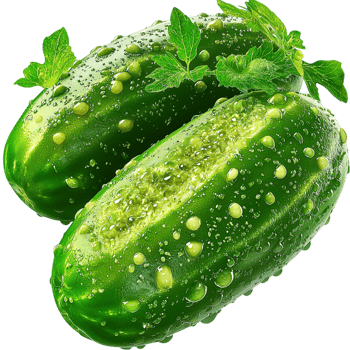 Two green cucumbers bumpy, textured skin, offering a fresh and crisp appearance that highlights their natural beauty and vibrant green color. png