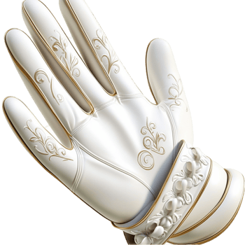 White lace glove showcasing intricate patterns, delicate design pearl accents adding an elegant touch to the accessorys look png