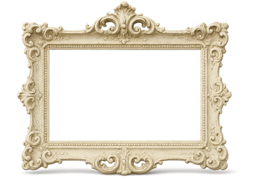 Elegant Antique White Frame with Intricate Design for Artwork png