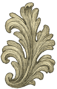 Ornate Vintage Leaf Design with Intricate Curves and Textures png
