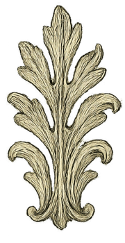 Ornate Vintage Leaf Design with Intricate Textures and Curves png
