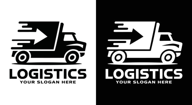Logistics Logo Bold Black Truck Arrow for Reliable Delivery vector