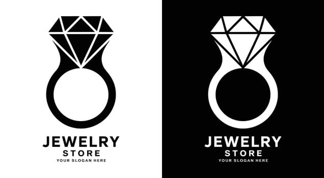 Jewelry Store Logo Bold Black Gem Ring for Luxury Designs vector
